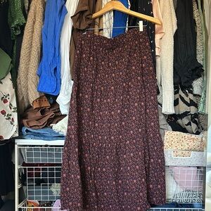 Madewell Floral Maxi Skirt - Black and Red
